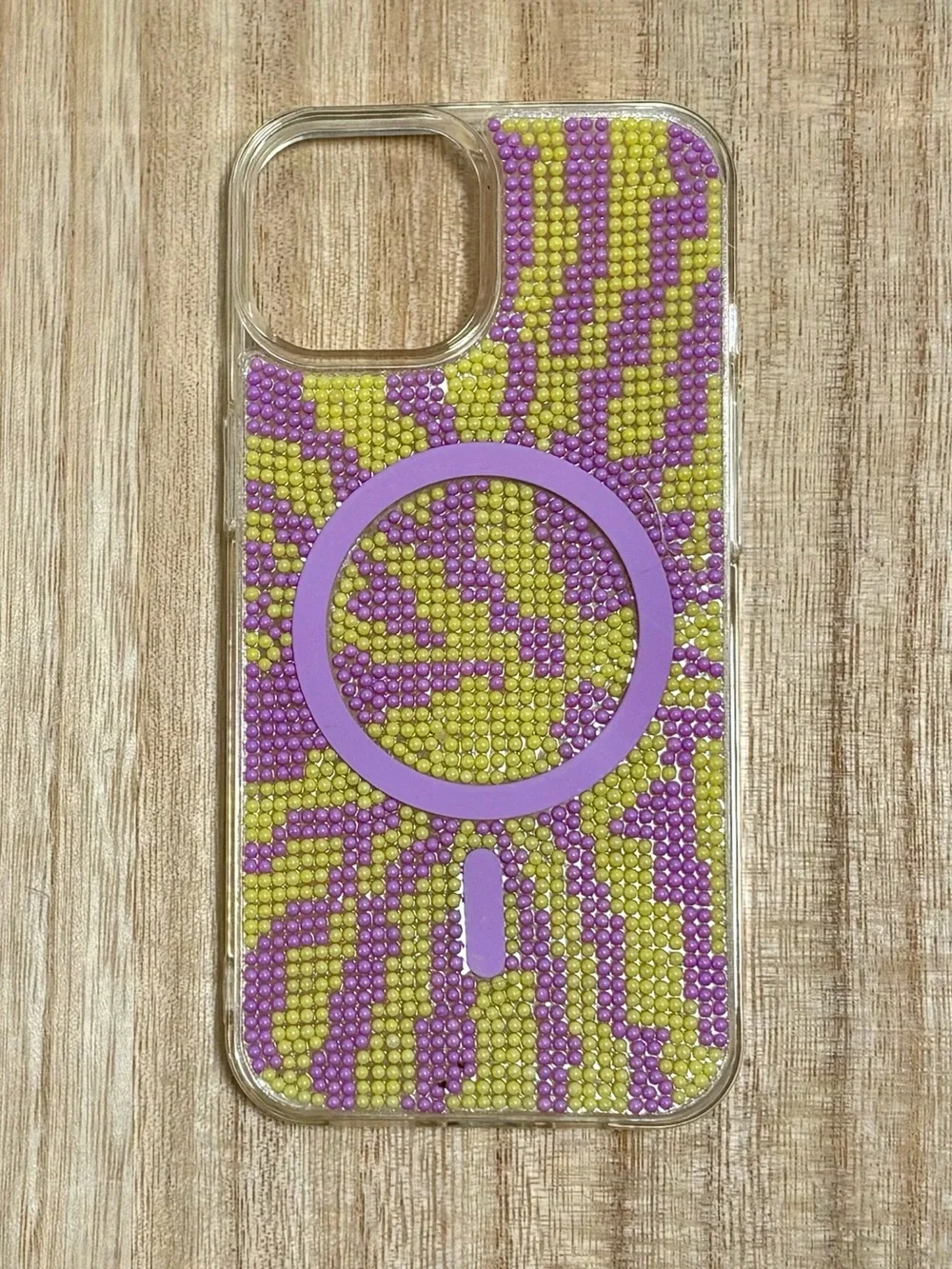 Purple & Yellow Beaded Magnetic iPhone 13/14/15 Case
